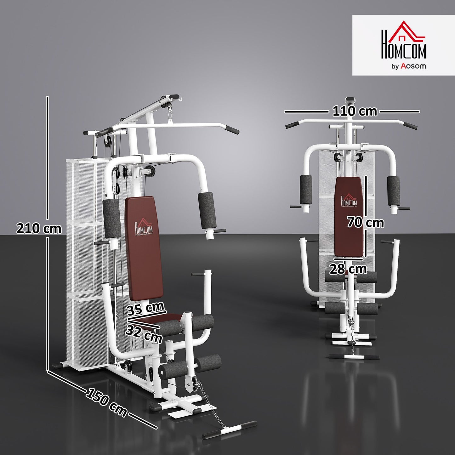 Multifunction Home Gym Weight Training Workout Station White