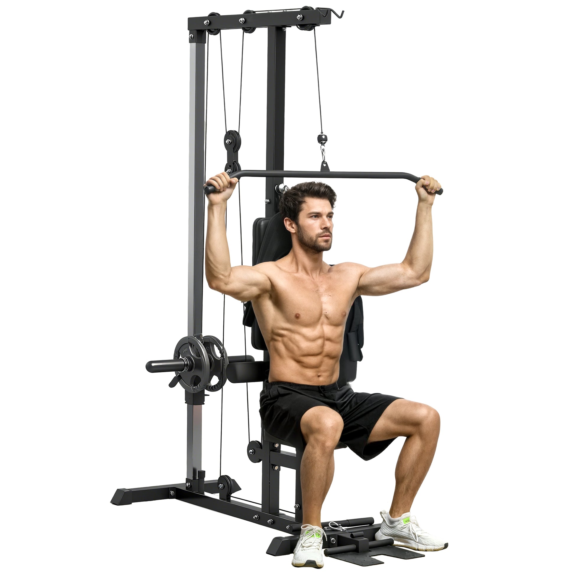 Pull up Bar Stand Power Cage with Adjustable Seat, Home Gym