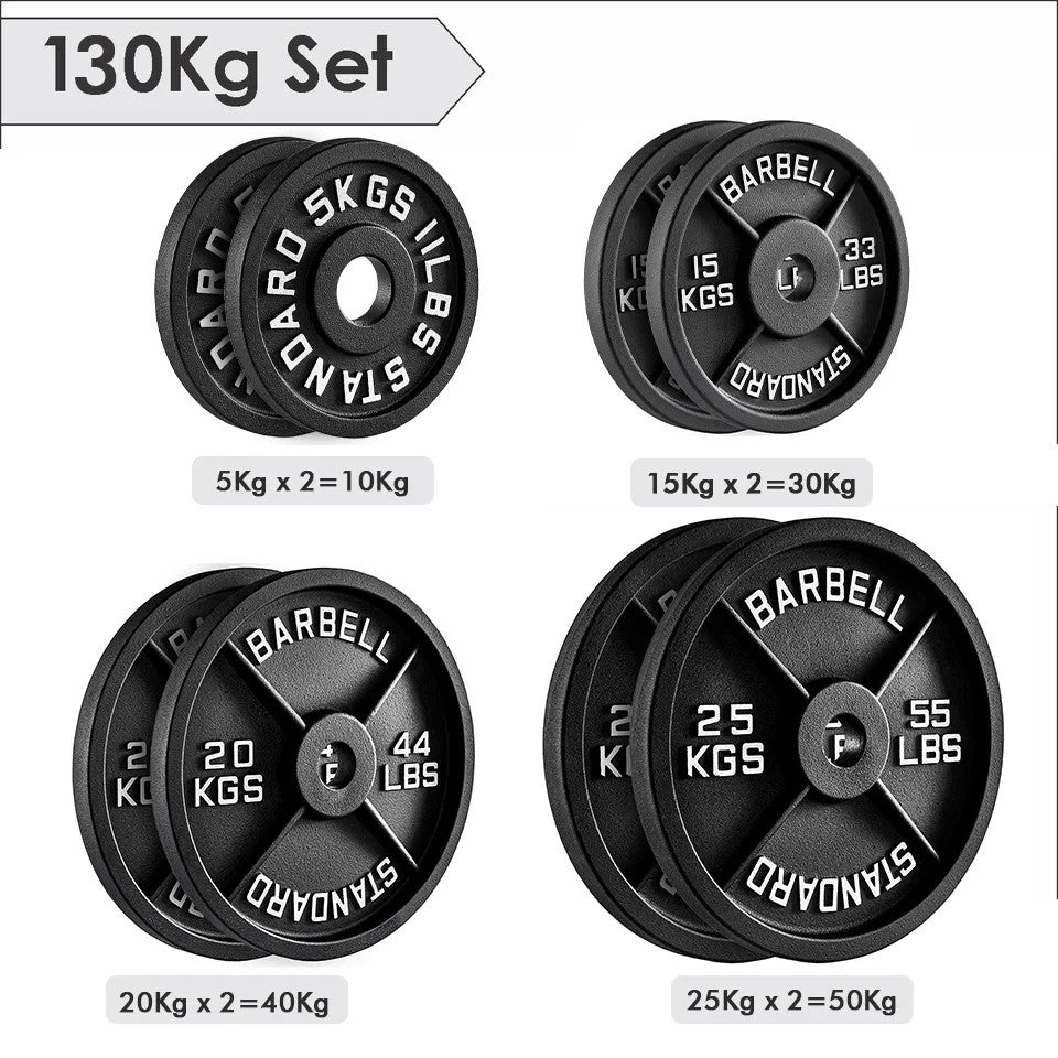 Cast Iron Weight Plates Set Pair 2" Hole Disc Dumbbell Olympic Barbell Weights